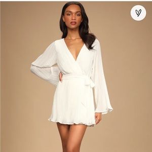 Lulus Ivory Pleated Long Sleeve Romper
